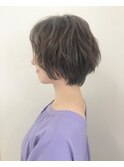 ゆるウェーブ_マロンベージュ Aラインボブ かきあげ