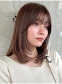 大人可愛い/ミディアムレイヤーカット/ネビージュ/ボブルフ/小顔
