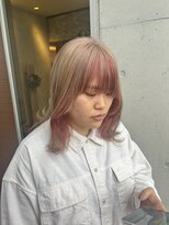 アチーブ ヘア デザイン(achieve hair design)&nbsp;フェイスフレーミングミディピンクカラーハイトーンブリーチ