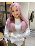 メルティ―カラーフェミニンロングマッシュウルフボブヘア