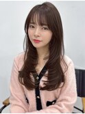 透明感カラー 艶髪 ヨシンモリ チェリーブラウン レイヤーカット