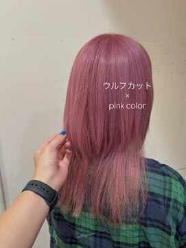 オーガニックマインド 坂戸 鶴ヶ島(organic+mind) 夏◎20代30代小顔ウルフカット×ピンクカラーで透明感