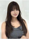★顔周りカットココアブラウン小顔ミルクティーブラウン韓国ヘア