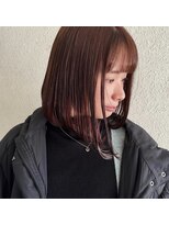 ネウィ 宮崎店(newi)&nbsp;艶ボルドーブラウン♪顔まわりデザインボブ