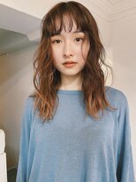ラフウェーブ　ミディアム　オレンジベージュ
