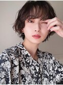 大人ボブウルフ小顔ヘアシースルーバング