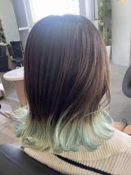 ジエクトカナウ 大阪梅田店(The Ect canow) ボブグラデーション/ミントグリーン/裾カラー/グリーンベージュ