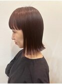切りっぱなし艶髪ストレートボブ大人可愛いチョコレートベージュ