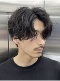 仙台ニュアンスパーマ毛流れセンターパートゆるめ40代韓国黒髪◆