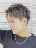 Haleブルーブラックニュアンスパーマスパイキーショートバーバー