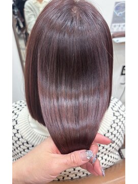 ・透明感パープルピンク×水素カラー