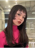 顔まわりカット姫カットオン眉前髪カットデザインカット