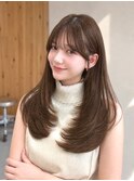 ミディアム レイヤーカット 韓国ヘア 顔まわり