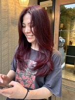 エイム ディクト ヘアー プロデュース(ame D.C.T HAIR PRODUCE) ブリーチなし◎鮮やかレッド×レイヤーカット