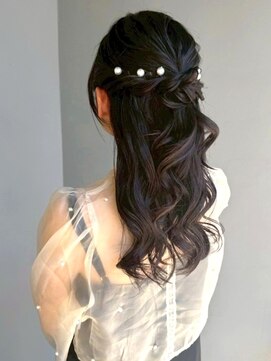 ナカオコアフュール(NAKAO COIFFURE) ハーフアップ ヘアアレンジ 結婚式ヘアセット ゆる巻きロング