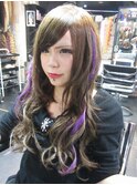 ベージュブラウンカラー★アッシュブラウンとパープルエクステ