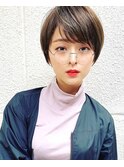 大人可愛いコンパクトショート　暗めカラーでも可愛い