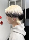 Mエンドカラー抜きっぱなしブリーチミディアムレイヤーカット