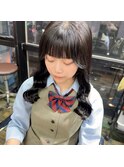 ポイントストレート10代20代黒髪ミディアム韓国巻き