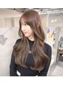 リフトレイヤー×オリーブベージュ×韓国風カット×縮毛矯正