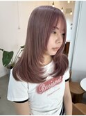 顔まわりレイヤー×コットンピンク