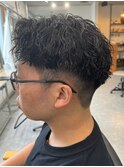 波巻きパーマメンズパーマメンズヘアツーブロックツイストパーマ