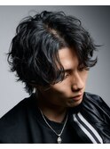 波巻きスパイラルパーマセンターパート