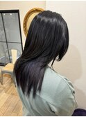 ロングウルフ×ダークパープルインナーカラー