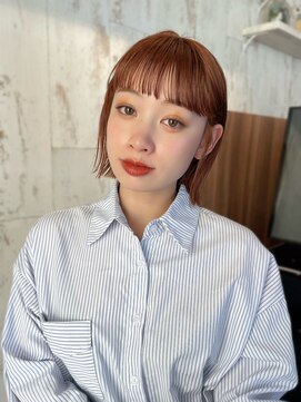 サロウィン 熊本上通り店(SALOWIN) 熊本 ボブ 韓国風 タッセルボブ オレンジブラウン Arisa.