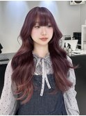 M黒髪小顔ヘアオリーブグレー艶髪クラゲヘアーココアベージュ