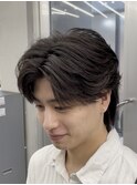 フェザーパーマセンターパートシャドウパーマメンズウルフ