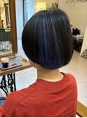 ブルーブルーインナーカラー　ボブボブ
