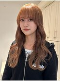 12803ミルクティーベージュ姫カットレイヤー韓国くすみベージュ