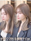 20代30代40代◎前髪パーマ韓国風巻きくすみベージュお団子ヘア