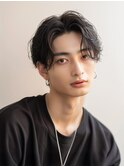MENSカット×ナチュラルパーマ×ダウンパーマ×眉カット