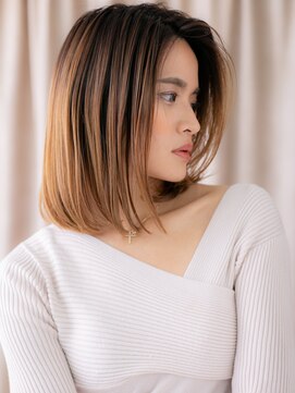 カバーヘア ブリス 川口(COVER HAIR bliss) ブリーチなしハイトーンカラーワンレンボブディ320Z川口30代40代