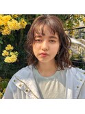 20代30代柔らか眉上シースルーバング小顔パーマベージュ近藤