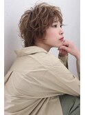 立体感前下がりショート×リッジパーマ