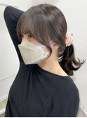 【韓国サイドバング×オリーブグレージュ】小顔カット斜めバング