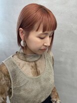 ファイブバイジエクト 堀江(FIVE by The Ect)&nbsp;ピンクオレンジ　ブリーチカラー　おん眉　ぱつっとボブ