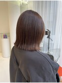 ショートボブ切りっぱなしボブチョコレートブラウン10代20代