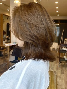 レガロヘアーデザイン(Regalo hair design) ミルテイ☆レイヤー切りっぱなしボブ×オリーブアッシュ
