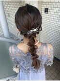 編み下ろし　玉ねぎヘア　参列　お呼ばれ
