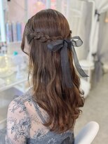 結婚式 二次会 お呼ばれ ハーフアップ×リボン