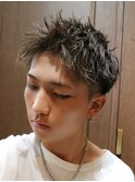 ベリーショートメンズマッシュツイストパーマボウズツーブロック