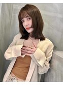 前髪カット顔まわりくびれレイヤー外ハネミディボブ