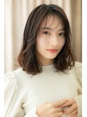 エンドカラーウェットヘア黒髪抜け感ミディアムY川口20代30代