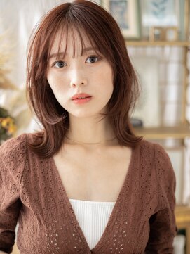 カバーヘア ブリス 上尾西口店(COVER HAIR bliss) ミルクティーピンクくびれミディアムレイヤーh3上尾20代30代40代