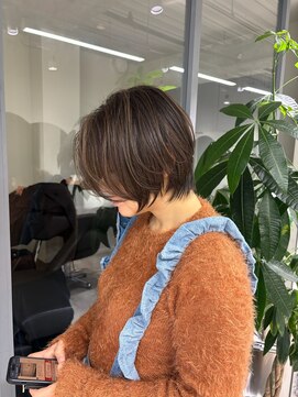 ハイライトボブ40代50代グレイカラー白髪染め白髪ぼかし