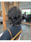 自然乾燥で簡単ボブウルフパーマ
